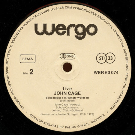 John Cage : Live (LP)