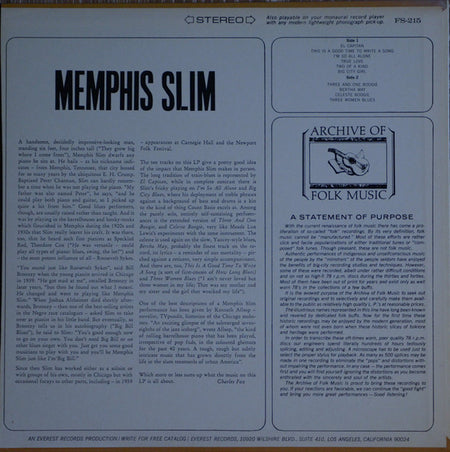 Memphis Slim : Memphis Slim (LP, Comp)