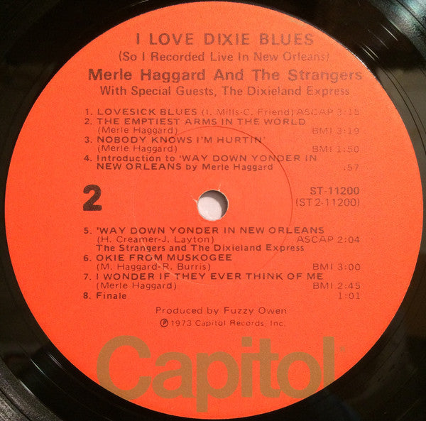 Merle Haggard And The Strangers (5) : I Love Dixie Blues ... So I Recorded "Live" In New Orleans (LP, Album, Jac)