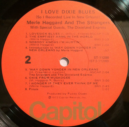 Merle Haggard And The Strangers (5) : I Love Dixie Blues ... So I Recorded "Live" In New Orleans (LP, Album, Jac)