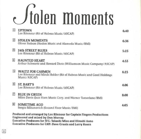 Lee Ritenour : Stolen Moments (CD, Album)