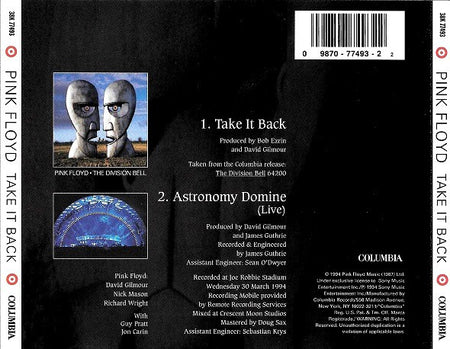 Pink Floyd : Take It Back (CD, Single)