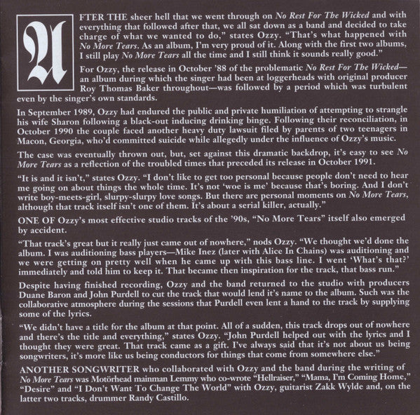 Ozzy Osbourne : No More Tears (CD, Album, RE, RM)