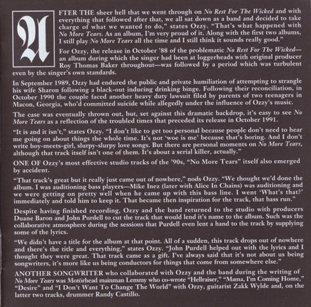 Ozzy Osbourne : No More Tears (CD, Album, RE, RM)