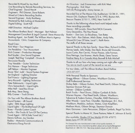 The Allman Brothers Band : An Evening With The Allman Brothers Band - First Set (CD, Album, RP, Son)