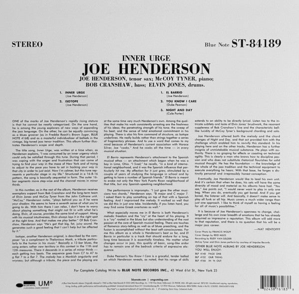 Joe Henderson : Inner Urge (LP, Album, RE, 180)