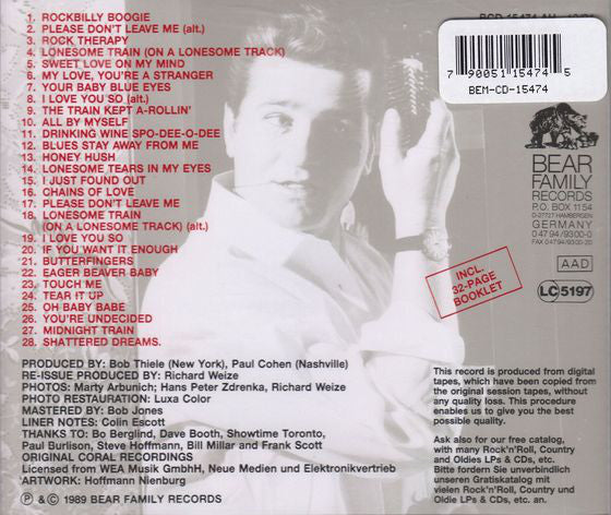 The Johnny Burnette Trio : Rockbilly Boogie (CD, Comp, RP)