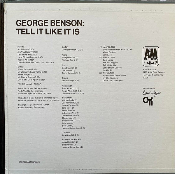 George Benson : Tell It Like It Is (LP, Album, RE, Pit)