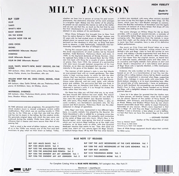 Milt Jackson With John Lewis (2), Percy Heath, Kenny Clarke, Lou Donaldson And The Thelonious Monk Quintet : Milt Jackson With John Lewis, Percy Heath, Kenny Clarke, Lou Donaldson And The Thelonious Monk Quintet (LP, Comp, Mono, RE, RM, 180)