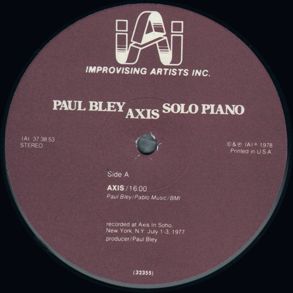 Paul Bley : Axis (Solo Piano) (LP, Album)
