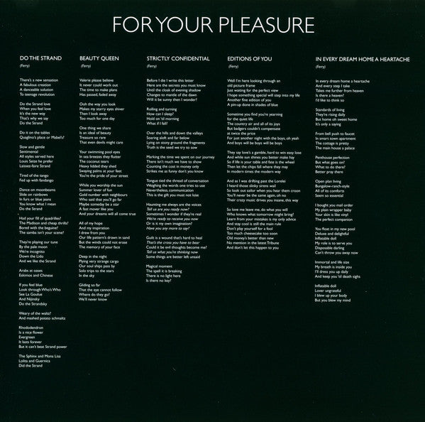 Roxy Music : For Your Pleasure (LP, Album, RE, RM, Hal)
