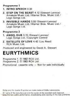 Eurythmics : Eurythmics (Cass, Promo)