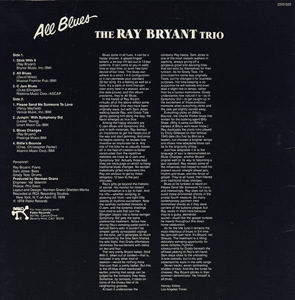 Ray Bryant Trio : All Blues (LP, Album, Mono)