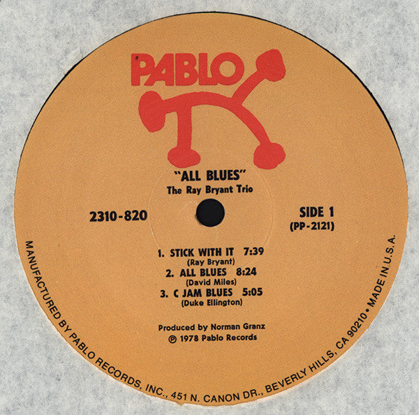 Ray Bryant Trio : All Blues (LP, Album, Mono)