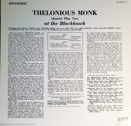Thelonious Monk Quartet Plus Two* : At The Blackhawk (LP, Album, RE, RM)