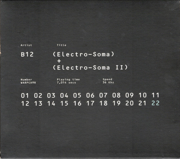 B12 : (Electro-Soma) + (Electro-Soma II) (CD, Album, RE, RM + CD, Comp, RM + RP, Jew)