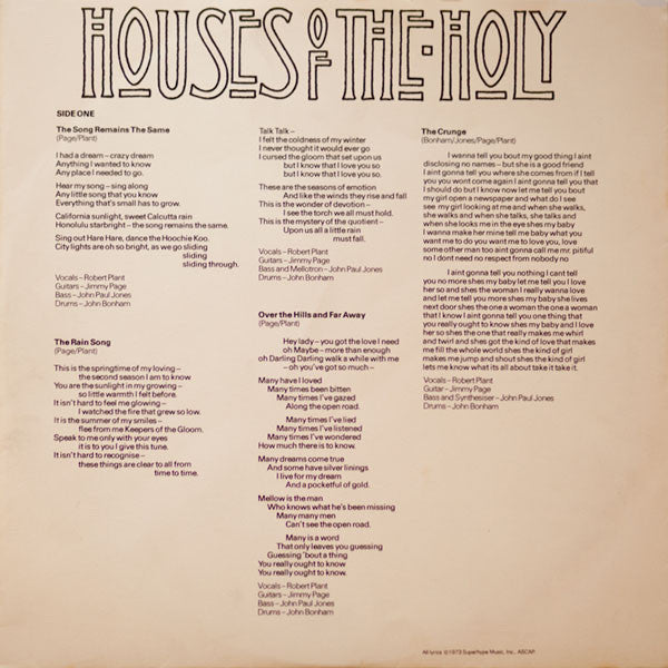 Led Zeppelin : Houses Of The Holy (LP, Album, RP, PR-)