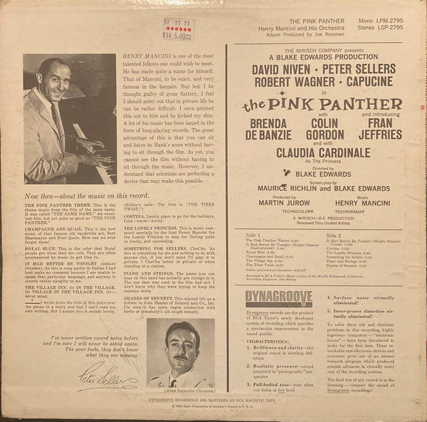 Henry Mancini : The Pink Panther (Music From The Film Score) (LP, Album, Mono, Ind)
