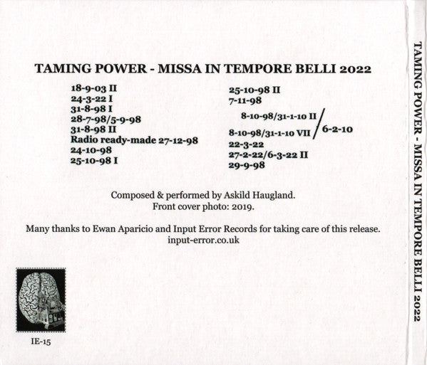 Taming Power : Missa In Tempore Belli 2022 (CD, Album, Ltd)