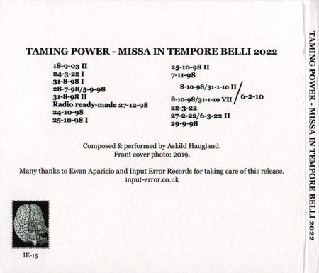 Taming Power : Missa In Tempore Belli 2022 (CD, Album, Ltd)