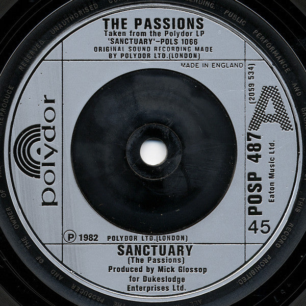 The Passions : Sanctuary (7", Single)