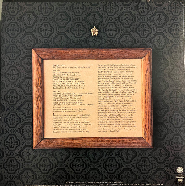 Taj Mahal : The Taj Mahal Anthology (Volume 1) (LP, Album, Comp)