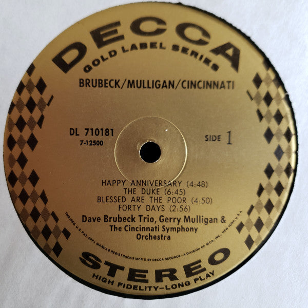 The Dave Brubeck Trio Featuring Gerry Mulligan & Cincinnati Symphony Orchestra conducted by  Erich Kunzel : Brubeck/Mulligan/Cincinnati (LP, Album)