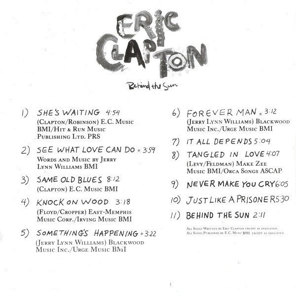Eric Clapton : Behind The Sun (CD, Album, RP)
