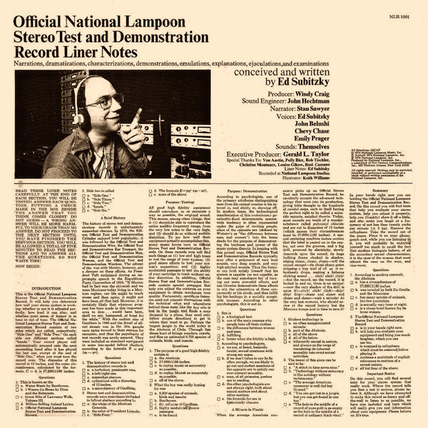 National Lampoon : Official National Lampoon Stereo Test And Demonstration Record (LP, Album)