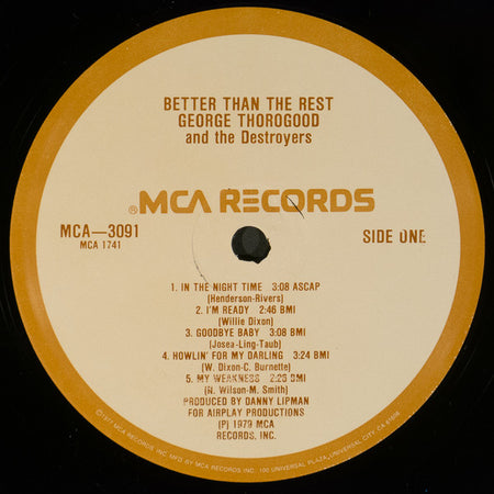 George Thorogood & The Destroyers : Better Than The Rest (LP, Album, RE, Glo)