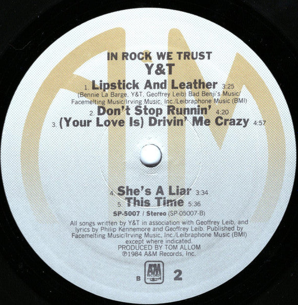 Y & T : In Rock We Trust (LP, Album)