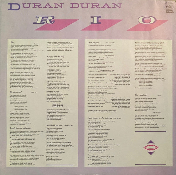 Duran Duran : Rio (LP, Album, Club, Car)