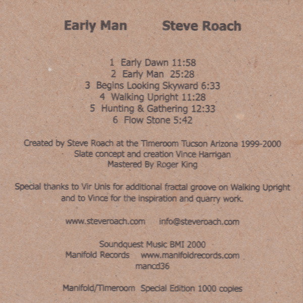 Steve Roach : Early Man (CD, Album, Ltd, S/Edition)