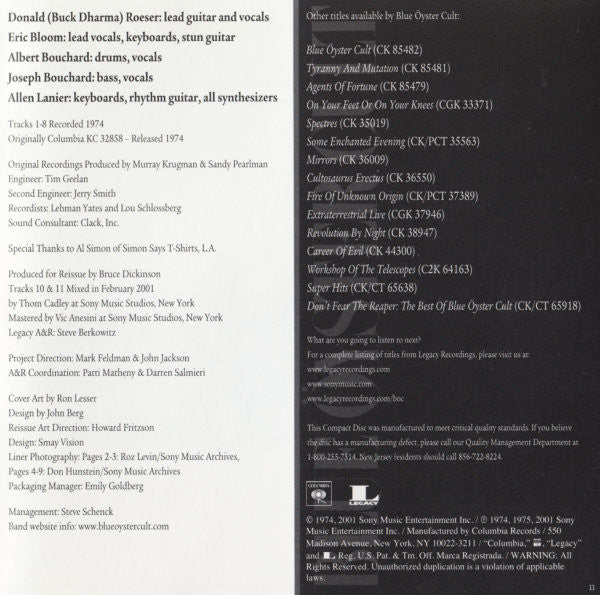 Blue Öyster Cult : Secret Treaties (CD, Album, RE, RM)