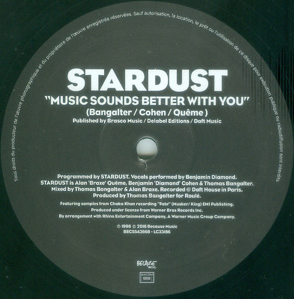 Stardust : Music Sounds Better With You (12", S/Sided, Single, Etch, RE, MPO)