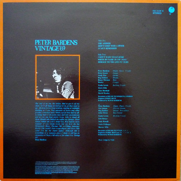 Peter Bardens : Vintage '69 (LP, Album, Ltd, RE, Cle)