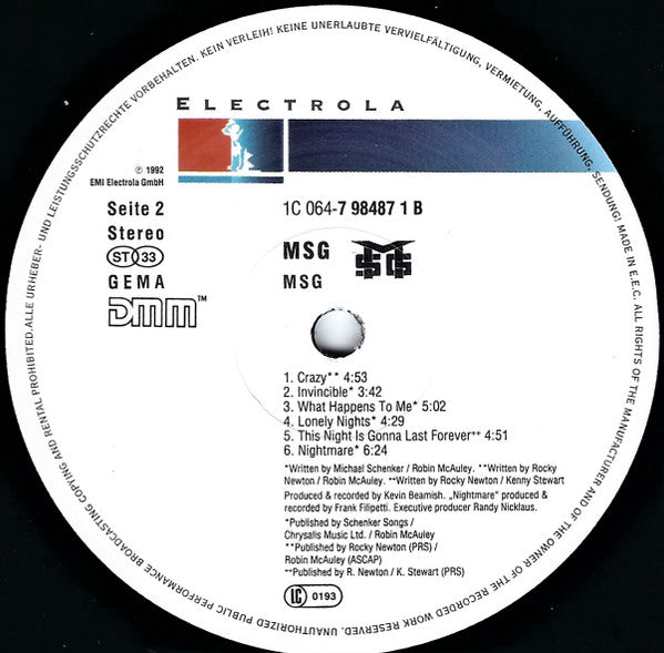McAuley Schenker Group : MSG (LP, Album)
