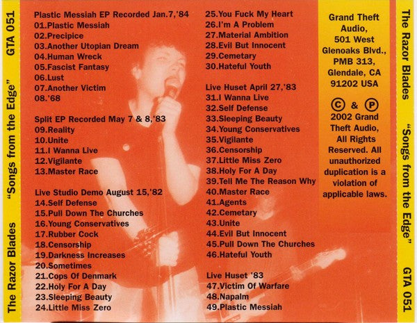 The Razor Blades : Songs From The Edge (CD, Comp)