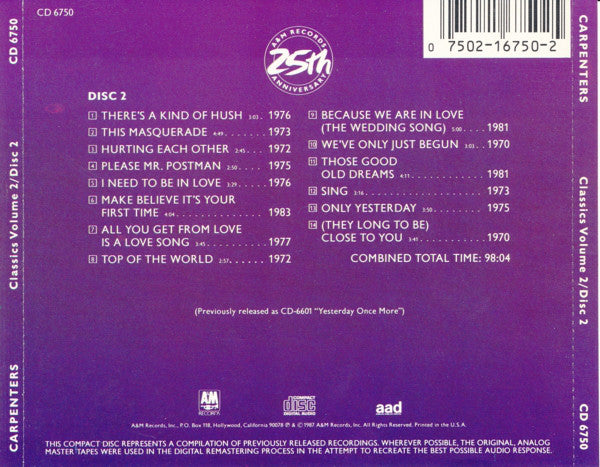 Carpenters : Classics Volume 2 (2xCD, Comp)