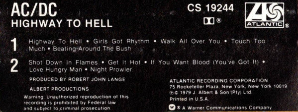 AC/DC : Highway To Hell (Cass, Album)