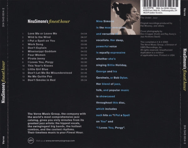 Nina Simone : Nina Simone's Finest Hour (CD, Comp, Club)