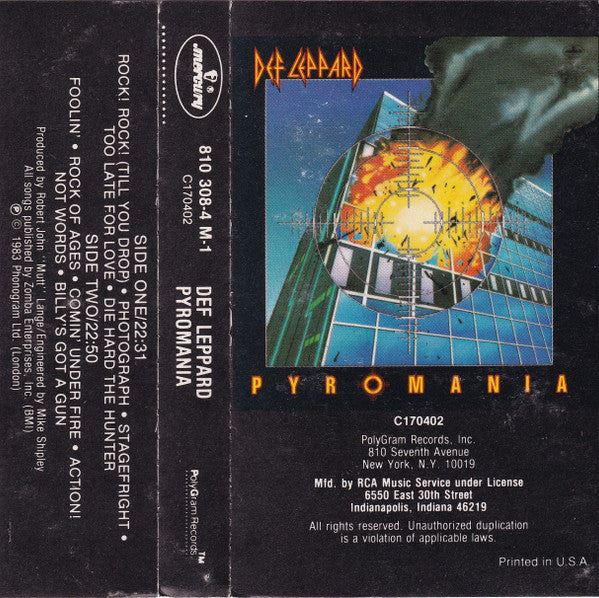 Def Leppard : Pyromania (Cass, Album, Club, RCA)