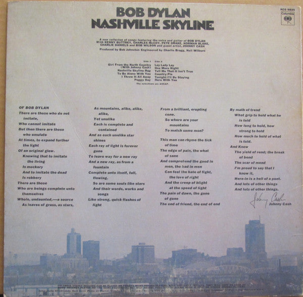Bob Dylan : Nashville Skyline (LP, Album, RP, San)