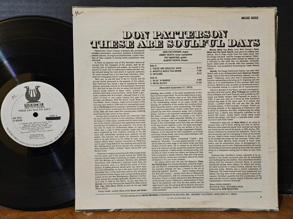 Don Patterson : These Are Soulful Days (LP, Album, Promo)