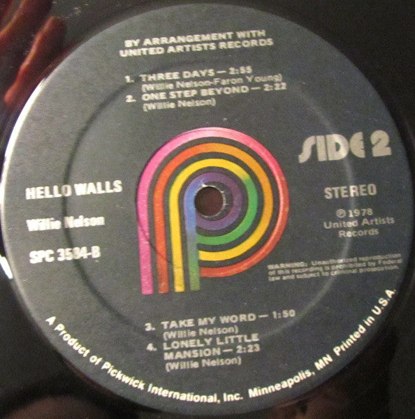 Willie Nelson : Hello Walls (LP, Comp, RE)