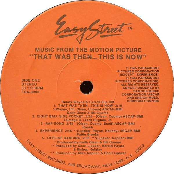 Various : Music From The Motion Picture "That Was Then... This Is Now" (LP, Album)