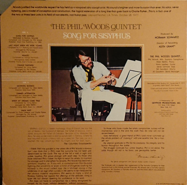 The Phil Woods Quintet : Song For Sisyphus (LP, Album, Gat)