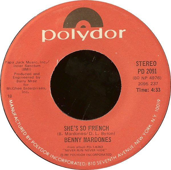 Benny Mardones : Into The Night (7", 18 )