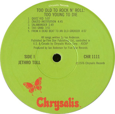 Jethro Tull : Too Old To Rock 'N' Roll: Too Young To Die! (LP, Album, Win)
