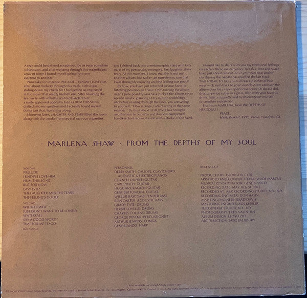 Marlena Shaw : From The Depths Of My Soul (LP, Album)